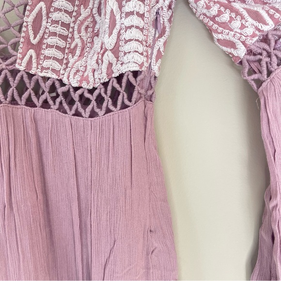 NWOT Free People $148 'Dusk Till Dawn' Embroidered Mini Dress Mauve Size 2 - Picture 12 of 12